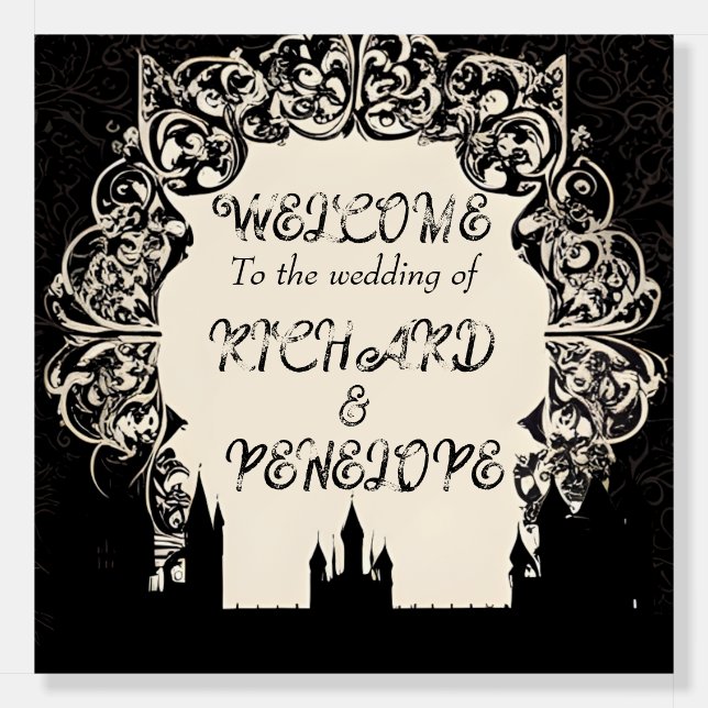 Customisable Gothic Wedding Sign (Front)