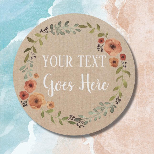 Customisable Handmade Product floral wreath Craft Classic Round Sticker (Creator Uploaded)