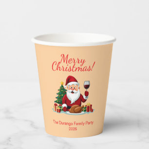 Customisable Happy Santa Claus Christmas Party Paper Cups