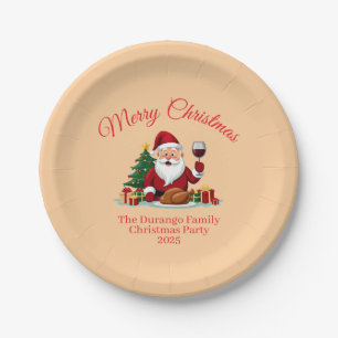 Customisable Happy Santa Claus Christmas Party Paper Plates