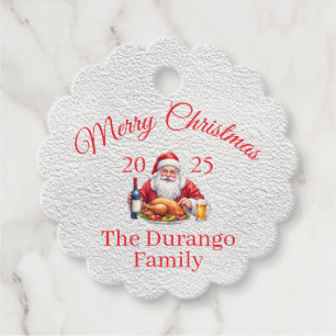 Customisable Jolly Santa Claus Christmas Scalloped Favor Tags