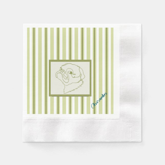Customisable Line art Pug Napkins (Front)