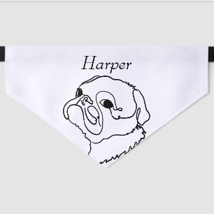 Customisable Line art Pug Pet Bandana Collar