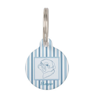 Customisable Line art Pug Pet ID Tag