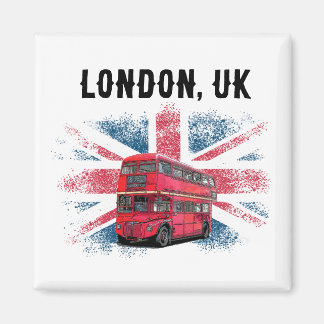 Customisable London Red Bus Union Jack Souvenir Magnet