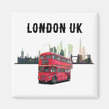 Customisable London Skyscape Red Bus Souvenir