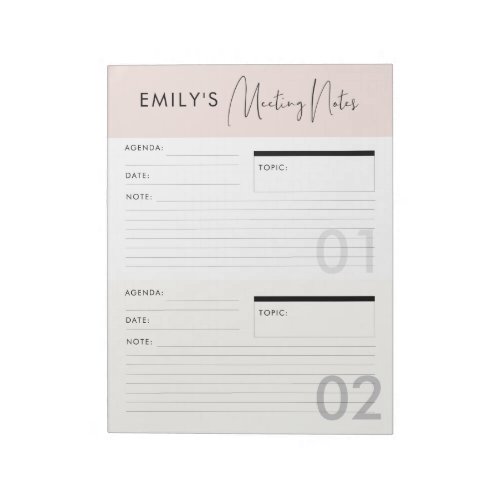 Customisable Meeting Notes Memo Planner Notepad