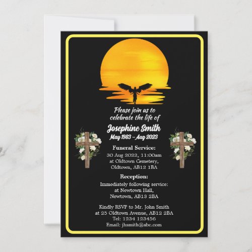 Customisable Minimalist Funeral Invitation Card