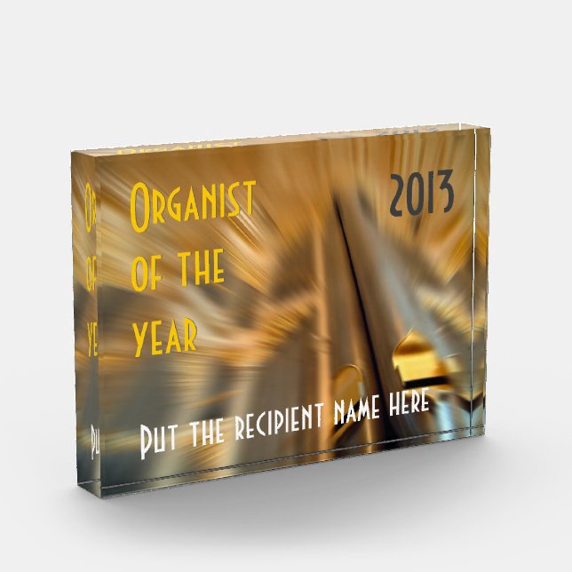 Customisable Organist of the Year award (Left)