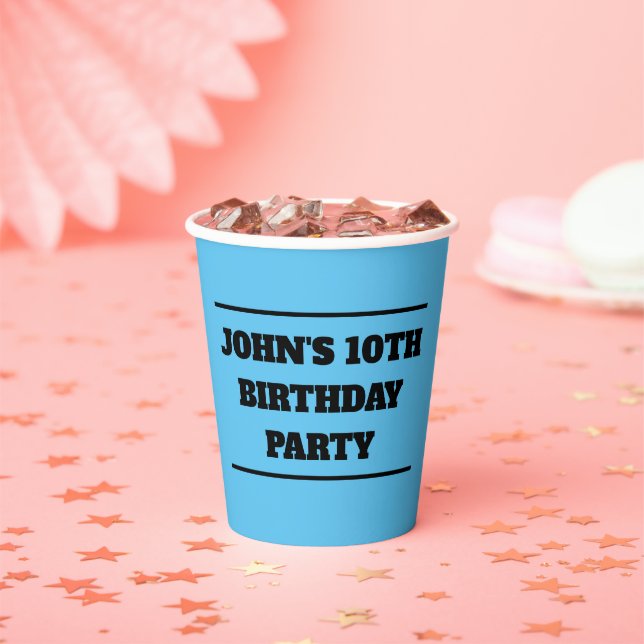 Customisable party Paper Cup with blue background (Insitu)