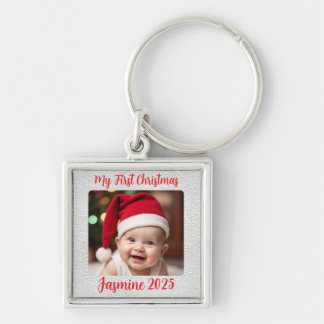 Customisable Premium Square Baby First Christmas Keychain