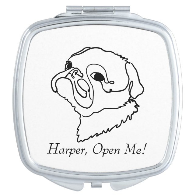  Customisable Pug Compact Mirror (Front)