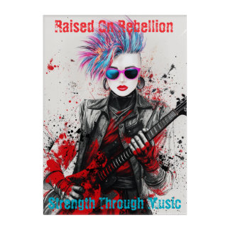 Customisable Punk Girl Guitarist Art Inspirational