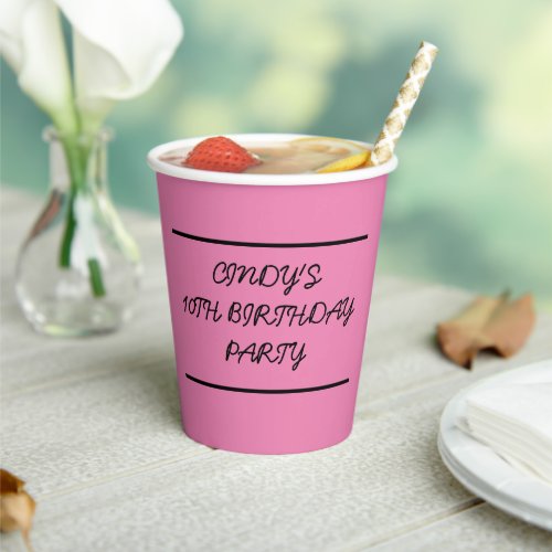 Customisable simple Paper Cup with pink background