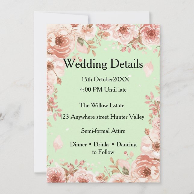 Customisable Wedding Details Card – Elegant  (Front)