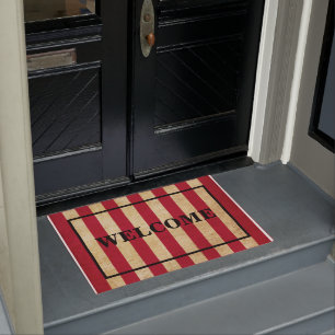 CUSTOMISABLE WELCOME Original red striped USA flag Doormat