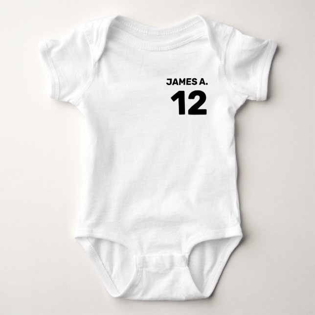 Customisable white (front left & back design) baby bodysuit (Front)