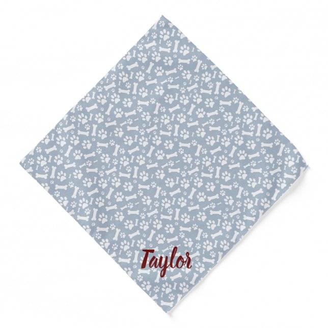 Customise Dogs Bandana - Dog Paws Prints and Bones (Front)