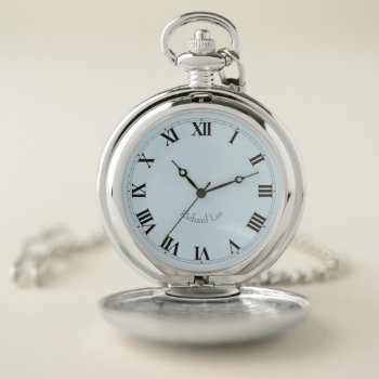 Customise My Silver Roman Numerals Pocket Watch by Youbeaut at Zazzle