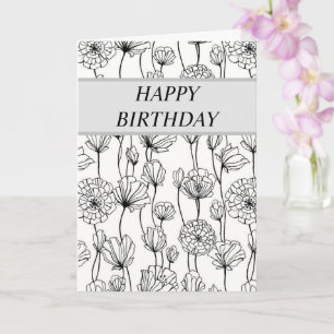 Customise This Happy Birthday Card - Flowers