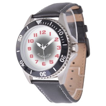 Customise This Mens Red Numerals Watch by Youbeaut at Zazzle