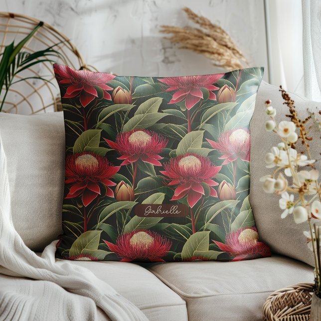 Customised Australian Native Wildflowers Throw Pillow (Embrace your wild side and let these Australian wildflowers make a statement in your home! )