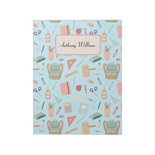 Customised back to school green pattern notepad