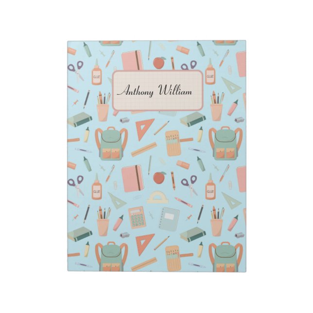 Customised back to school green pattern notepad (Rotated)