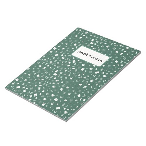 Customised back to school green pattern notepad