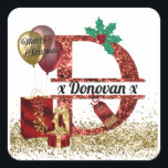 Customised Christmas Sticker, Gift Tag, Monogram D Square Sticker<br><div class="desc">Customised Christmas Sticker, Gift Tag, Monogram D Square Sticker Why go to the trouble to create a fabulously wrapped present them blow it with the label and give your husbands socks to your nan :). Self adhesive stickers made a great present label, gift tag. Monogram Letter A with customisable section...</div>