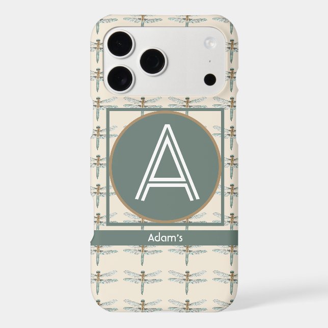 CUSTOMISED INITIAL & NAME DRAGONFLY PATTERN IPHONE CASE (Back)