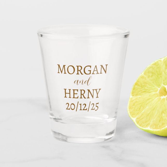 Customised Name Simple Modern Elegant Wedding Shot Glass (Front)
