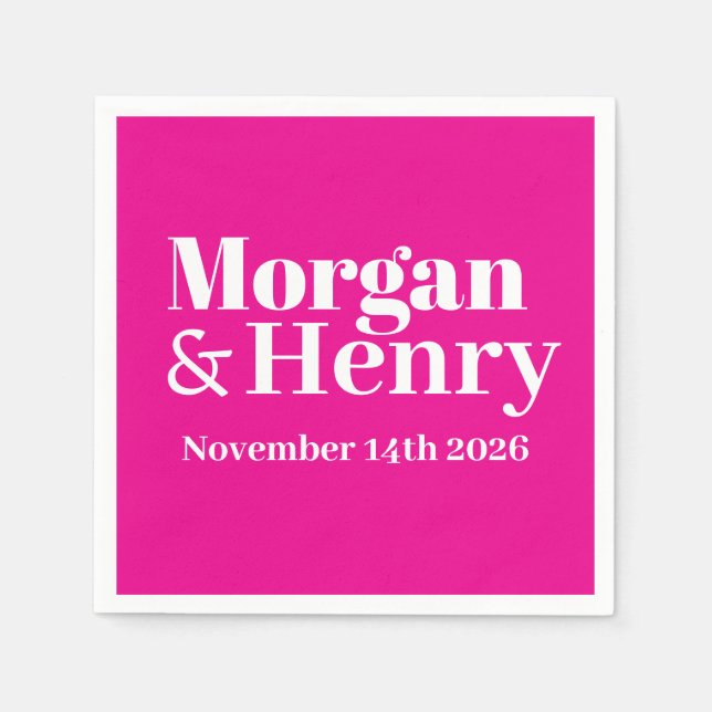 Customised Name Simple Modern Minimal Wedding  Napkins (Front)