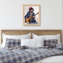Customised Rebel Girl Guitarist Art Inspirational
