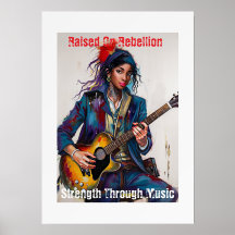 Customised Rebel Girl Guitarist Art Inspirational