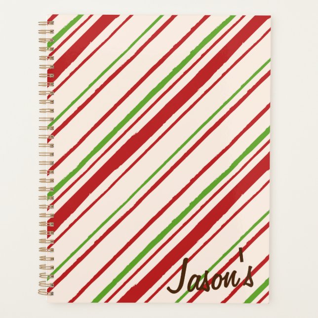 Customised Red & Green stripes Planner (Front)