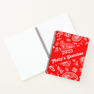 Customised Red mandala print sketchbook Notebook