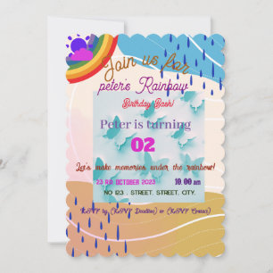 CUSTOMISED TODDLER ARTISTIC  🌈RAINBOW  BIRTHDAY  INVITATION