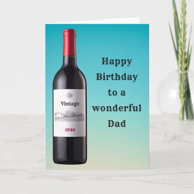 Customised Vintage Wine Bottle | Birthday Card (Front)