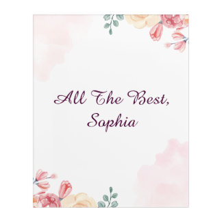 Customised Watercolor Floral 16x20 Acrylic Wall Ar Print