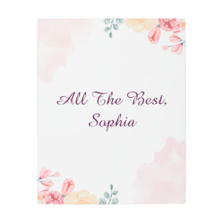 Customised Watercolor Floral 16x20 Metal Wall Art
