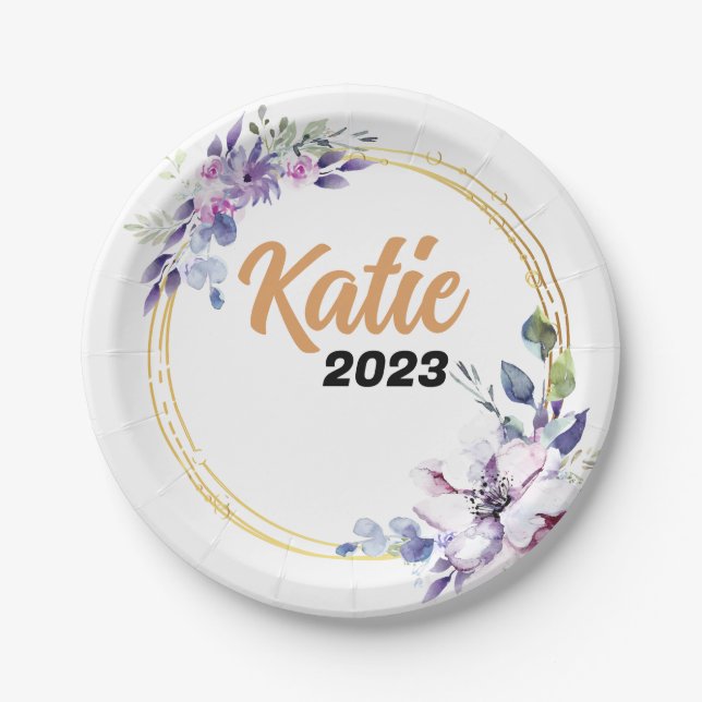 Customised Your Graduation Party Supplies Monogram Paper Plates (Front)