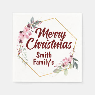 Customised Your Merry Christmas Classic Monogram. Napkins