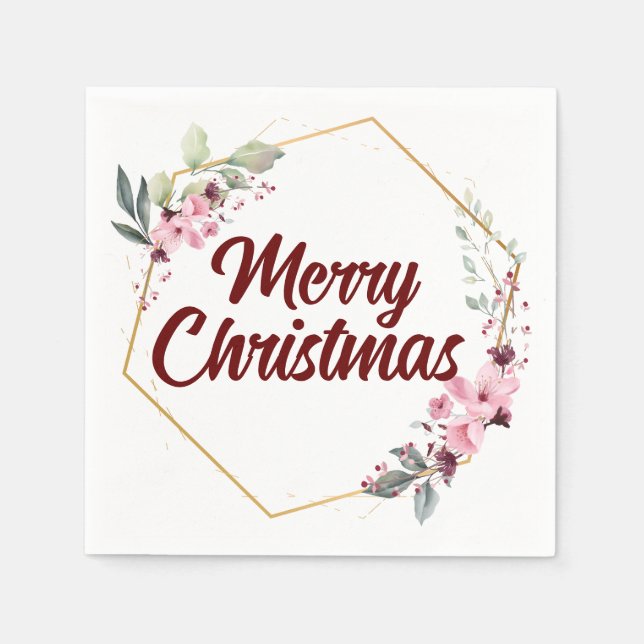 Customised Your Merry Christmas Classic Monogram. Napkins (Front)