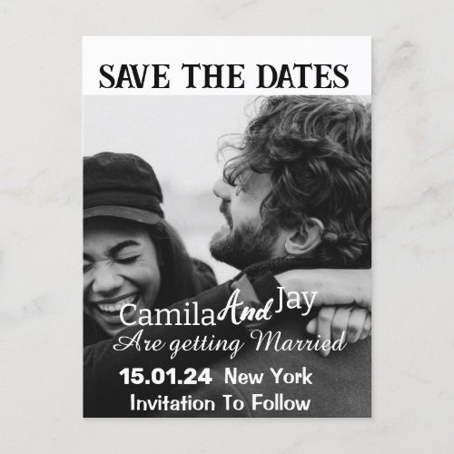 Customised Your Own Modern Monogram save The Dates Postcard