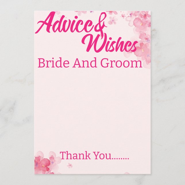 Customised Your Own Stylish Modern Minimal Wedding Advice Card (Front)