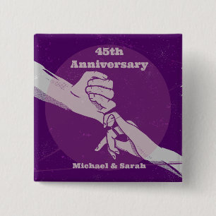 Customiz anniversary romantic couple holding hands button