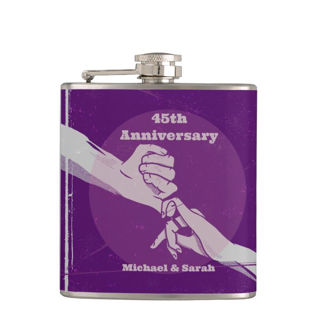 Customiz anniversary romantic couple holding hands flask (Front)