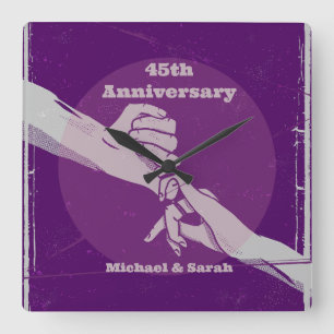 Customiz anniversary romantic couple holding hands square wall clock