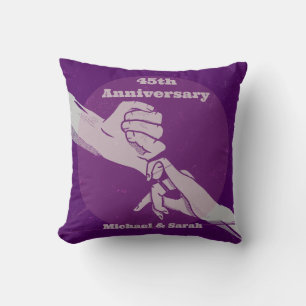 Customiz anniversary romantic couple holding hands throw pillow